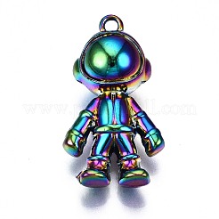 レインボーカラーアロイペンダント  カドミウムフリー＆ニッケルフリー＆鉛フリー  宇宙飛行士とロボット  18x8.5x3.5mm  穴：1.5mm  5個/セット&nbsp;PALLOY-S180-191-NR