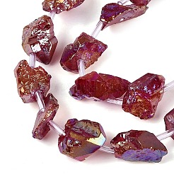 Dyed Electroplate Raw Rough Natural Amethyst Beads Strands&nbsp;G-Q610-05C