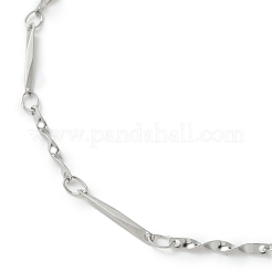 304ステンレススチールツイストリンクバーチェーンブレスレット（女性用）  ステンレス鋼色  長さ7-1/2インチ(19cm)+48mmエクステンダー&nbsp;BJEW-JB11838