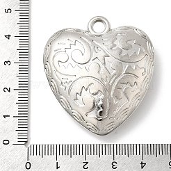CCBプラスチックペンダント  ハート  プラチナ  44x39.5x12mm  穴：4mm&nbsp;CCB-I007-04P