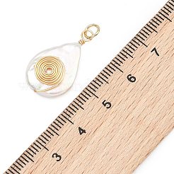 Spiral Copper Wire Wrapped Natural Nucleated Baroque Keshi Pearl Pendants&nbsp;PALLOY-JF05276-02