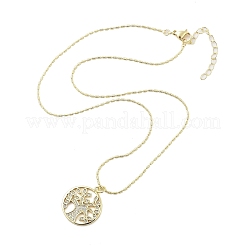 Brass Micro Pave Clear Cubic Zirconia Pendant Necklaces for Women&nbsp;NJEW-M009-04G-A