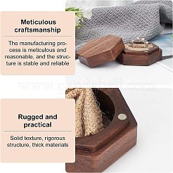 ブラックウォールナットの箱  フリップカバー  磁気バックル付き  六角  ココナッツブラウン  5.7x5x2.6cm&nbsp;CON-WH0076-35