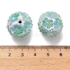 樹脂入りポリマー粘土ラインストーンビーズ  DIYジュエリーやペンの装飾に  花  空色  18~19x19~20x19~20mm  穴：2mm&nbsp;X-RESI-Z045-07