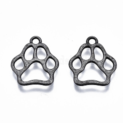 チベット風亜鉛合金チャーム  犬の足跡  鉛フリー＆カドミウムフリー  ガンメタ色  19.6x17x1.5mm  穴：2mm  約4165個/5000g&nbsp;LS-TIBEP-R334-229B-RS