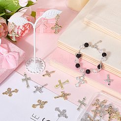32pcs8スタイルアロイラインストーンペンダント  クロス  ミックスカラー  23~26.5x15~17.5x2~5mm  穴：1.5~1.8mm  4個/スタイル&nbsp;FIND-SC0016-43