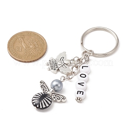 Tibetan Style Alloy & Acrylic Angel Pendant Keychain&nbsp;KEYC-JKC00519