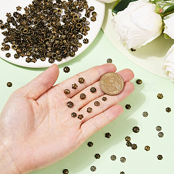 480個12スタイルの合金と真鍮のビーズキャップセット  花  アンティークブロンズ  6~7.5x1.5~4.5mm  穴：0.8~2mm  40個/スタイル&nbsp;TIBE-SP0001-20