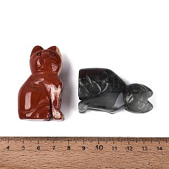 天然石と合成石を混ぜ合わせた猫の形をした置物セット  ホームオフィスのデスクトップ装飾用オーナメント  紙製ギフトボックス付き  48~52x29~33x18~21mm  約12個/セット&nbsp;G-Q615-09