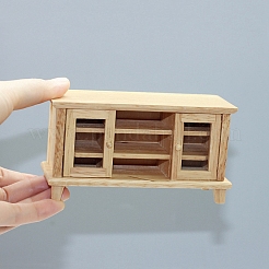 木製テレビキャビネット装飾品  マイクロランドスケープホームドールハウスアクセサリー  小道具の装飾のふりをする  湯通しアーモンド  47x120x66mm&nbsp;PW-WG49800-01
