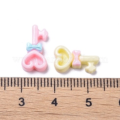不透明でかわいい樹脂製のデコデンカボション  ミックスカラー  ちょう結びを持つキー  14x8x4mm&nbsp;RESI-B024-03F