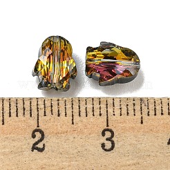電気メッキガラスビーズ  多面カット  半分メッキ  ペンギン  ブラック  8x6.5x4.5mm  穴：1mm&nbsp;EGLA-A041-01-HP01