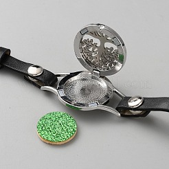 革と合金の時計バンド  ステンレススチール製エッセンシャルオイルウォッチバンドチャームとコットン製香水パッド付き  マグネチック  フラットラウンド  命の木  405mm&nbsp;AJEW-WH0248-692P-03