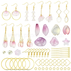 DIY Leaf & Flower Glass Earrings Jewelry Making Kits&nbsp;DIY-FS0007-06