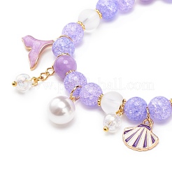 Synthetic Crackle Quartz & Natural Yellow Jade Beaded Stretch Bracelet&nbsp;BJEW-JB08527-04