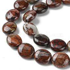 天然石ブレシエイテッドジャスパービーズ連売り  フラットオーバル  15~16x13.5~14x6~7mm  穴：1mm  約26個/連  15.79''（40.1センチメートル）&nbsp;G-K365-B20-03