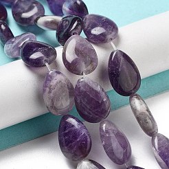 天然石アメジストビーズ連売り  フラットティアドロップ  17.5~18x13~13.5x6mm  穴：1.2~1.4mm  約11個/連  7.56''（19.2センチメートル）&nbsp;G-P528-L05-01