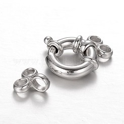ロジウムメッキ 925 スターリングシルバー スプリング クラスプ セット  エンドバー付き  プラチナ  20x15x5mm  穴：2mm&nbsp;STER-N014-31