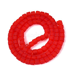 透明なすりガラスビーズ連売り  キューブ  多面カット  レッド  4~4.5x4~4.5x4~4.5mm  穴：1~1.2mm  約97~98個/連  16.14~16.54インチ（41~42cm）&nbsp;GLAA-N072-01A-A07