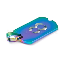 イオンプレーティング（IP）304ステンレスペンダント  数の長方形  虹色  NUM。8  27.5x14.5x1.5mm  穴：7.5x3mm&nbsp;STAS-H144-02MC-8