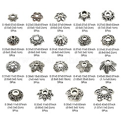 100 個 20 スタイル チベット スタイル合金ビーズ キャップ  花  アンティークシルバー  5~11x5~11x2~5mm  穴：1~2mm  5個/スタイル&nbsp;FIND-YW0004-06