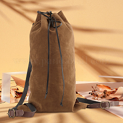 Flocking Fibre Drawstring Backpacks with PU Leather Straps and Alloy Clasps&nbsp;ABAG-WH20019-02A