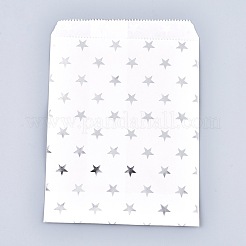 星型の環境に優しいクラフト紙袋  ギフトバッグ  ショッピングバッグ  長方形  銀  18x13x0.01cm&nbsp;AJEW-M207-G01-02