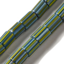 手作りのネパールランプワークビーズ  ストライプの列  士官候補生ブルー  6~14x5~8mm  穴：1.4~3mm  約52~78個/連  25.59~25.98''（65~66センチメートル）&nbsp;LAMP-B023-07A-08