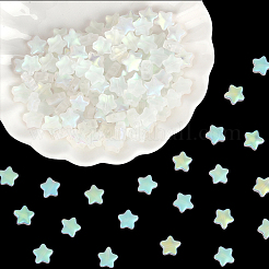 150個スプレー塗装ガラスビーズ  ABカラーメッキ  艶消し  スター  ホワイトスモーク  8x8.5x4mm  穴：1mm&nbsp;GLAA-PA0001-83