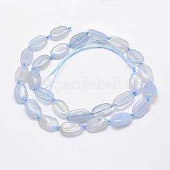 天然石ブルーレースアゲートビーズ連売り  オーバル  グレードA  13~15x10~12x4~5mm  穴：0.5mm  約26個/連  16.1インチ&nbsp;G-L464-37