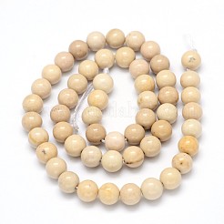 Natural Riverstone Round Bead Strands&nbsp;G-O087-08-10mm