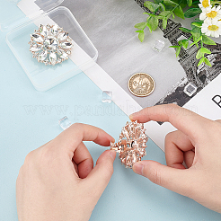 2 個合金ラインストーン靴の装飾  取り外し可能な靴のバックル クリップ  鉄パーツ  花  ローズゴールド  45x18mm&nbsp;AJEW-FG0003-72B