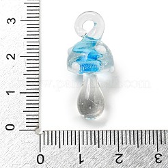 手作りランプワークペンダント  キノコ  ライトブルー  26x12x12mm  穴：2.5mm&nbsp;LS-LAMP-S067-02E