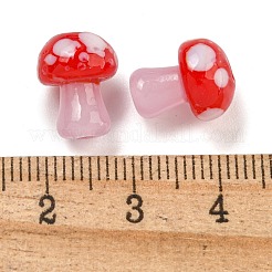手作りランプワークビーズ  キノコ  レッド  13x10mm  穴：1.6mm&nbsp;LAMP-F034-01J