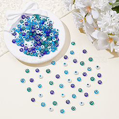 200Pcs 4 Colors Handmade Evil Eye Lampwork Beads&nbsp;LAMP-ME0001-13