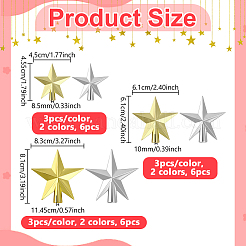 18Pcs 6 Styles Plastic Christmas Treetop Star Ornament&nbsp;AJEW-NB0008-02