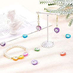 天然淡水シェルビーズ 40 個  エナメル  両面  ナザールボンジュウ付きハート  染め  ミックスカラー  13x13~14x4~6mm  穴：0.8mm&nbsp;SHEL-NB0001-34
