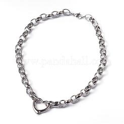 Tarnish Resistant Heart 304 Stainless Steel Link Necklaces and Bracelets Jewelry Sets&nbsp;SJEW-F132-08P