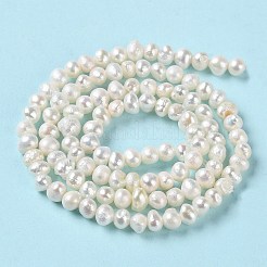 天然養殖淡水パールビーズ連売り  ポテト  グレード3 A  パパイヤホイップ  3~4.5x3~4mm  穴：0.5mm  約101個/連  13.78インチ（35cm）&nbsp;PEAR-E018-60