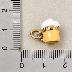 304ステンレススチールエナメルペンダント  ビールのチャーム  ゴールドカラー  12x12x8mm  穴：6mm&nbsp;SA-CBA5CD0-33G