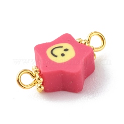 Handmade Polymer Clay Star Smiling Face Link&nbsp;PALLOY-JF00786
