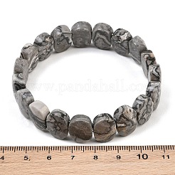 天然オーシャンジャスパーのオーバルビーズストレッチブレスレット  女性のためのアクセサリー用原石のアクセサリー  内径：2-1/8インチ（5.4~5.5cm）&nbsp;G-E010-01-14