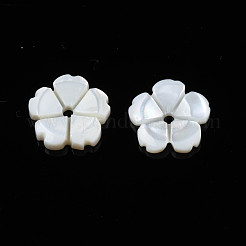 天然淡水シェルビーズ  花  貝殻色  9.5x10x1.5~2mm  穴：1.2mm&nbsp;SHEL-N026-185