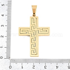 304ステンレスペンダント  クロスチャーム  イオンプレーティング（ip）  長持ちメッキ  ゴールドカラー  39x27x2.5mm  穴：9x5mm&nbsp;STAS-B137-09G