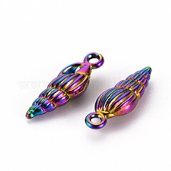 合金ペンダント  カドミウムフリー＆ニッケルフリー＆鉛フリー  巻き貝  虹色  24x8x5.5mm  穴：2mm&nbsp;PALLOY-S180-098-NR