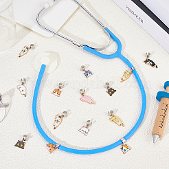 20Pcs 10 Styles Cat Alloy Enamel Stethoscope Pendant Decorations&nbsp;HJEW-GA00056