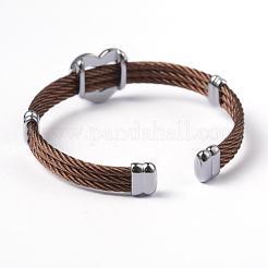 304ステンレススチール製カフバングル  赤い銅＆ステンレス鋼の色  52x58mm&nbsp;BJEW-L599-28