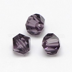 模造5301ダブルコーンビーズ  透明ガラスファセットビーズ  インディゴ  4x3mm  穴：1mm  約720個/袋&nbsp;GLAA-F026-A11