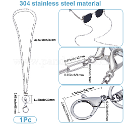 304ステンレススチールIDカードチェーン  鉄リング、合金留め金付き  プラチナ＆ステンレス鋼色  445mm&nbsp;HJEW-SC00206
