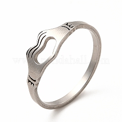 Non-Tarnish 201 Stainless Steel Hollow Out Heart Hand Finger Ring for Women&nbsp;LS-RJEW-K239-03P